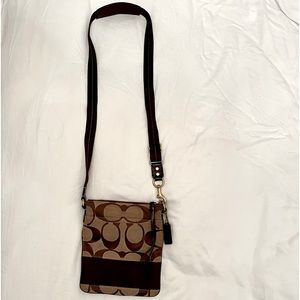 Coach brown monogram crossbody bag